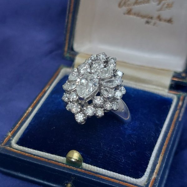 Pear Shape Diamond Cluster Dress Ring, 3.50cts