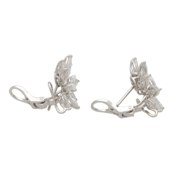 8.91cts Pear and Marquise Cut Diamond Cluster Earrings with collapsible posts