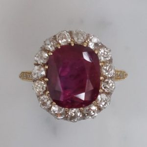 Vintage 3.93ct Siam Ruby and Diamond Ring