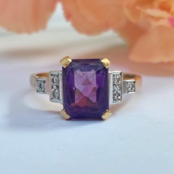 Vintage Amethyst and Diamond Ring