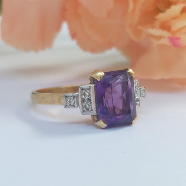 Vintage Amethyst and Diamond Ring