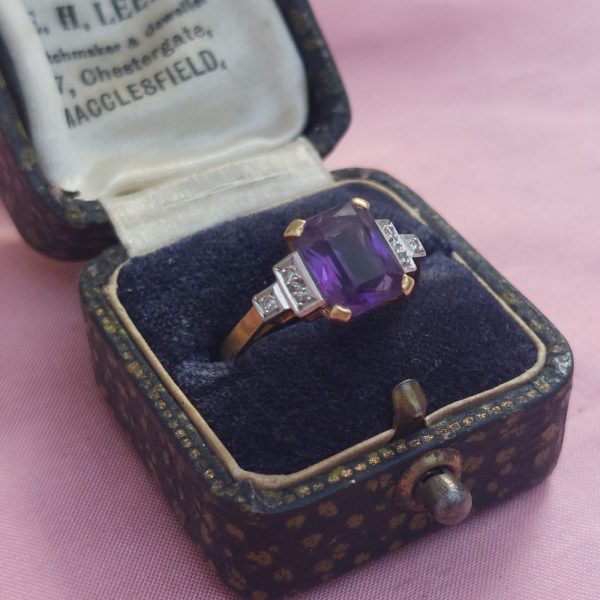 Vintage Amethyst and Diamond Ring