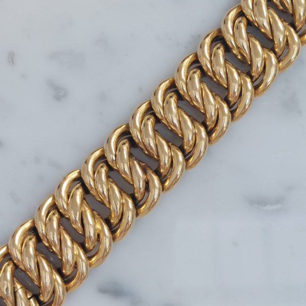 Vintage Double Curb 18ct Gold Bracelet