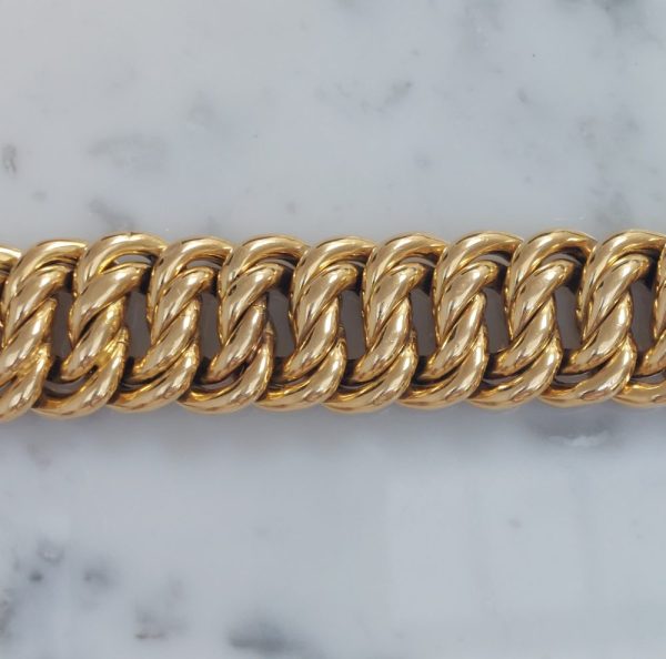 Vintage Double Curb 18ct Gold Bracelet