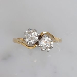 Vintage Two Stone Diamond Crossover Ring, 1.20cts