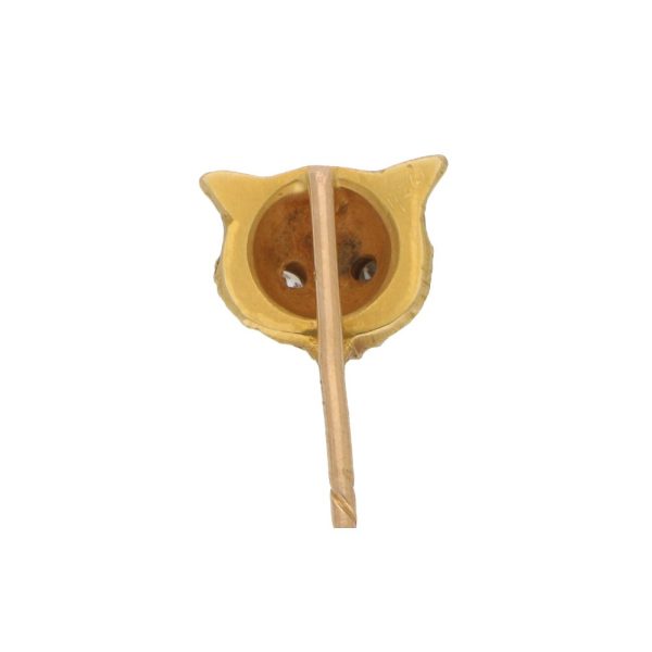 Owl Gold Stick Pin with Diamond Eyes