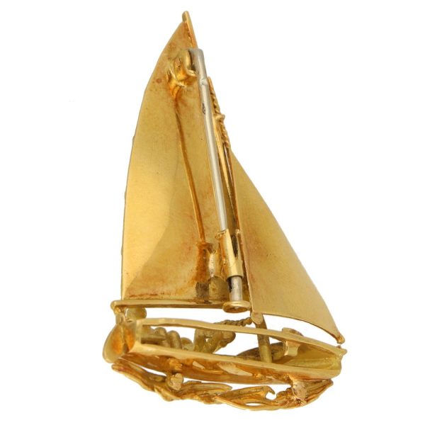 18ct Yellow Gold Sailing Brooch