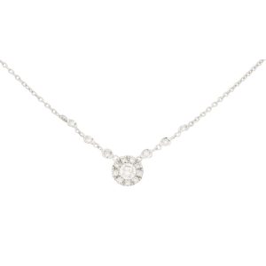 Diamond Cluster Pendant in White Gold, 0.80 carats