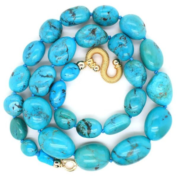 Vintage Natural Persian Turquoise Bead Necklace