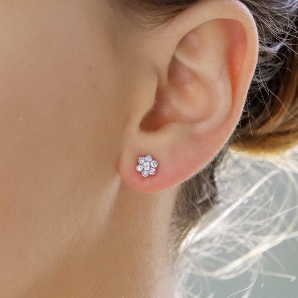 0.48ct Diamond Floral Cluster Stud Earrings