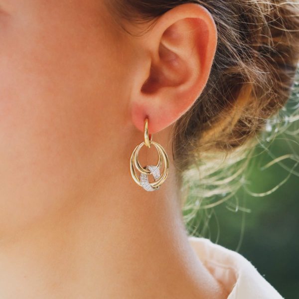 Contemporary 0.48ct Diamond Set Gold Hoop Earrings