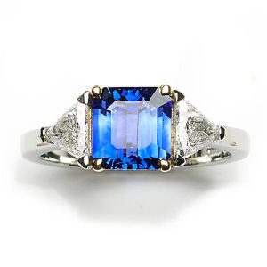 2.19ct Sapphire and Diamond Three Stone Ring