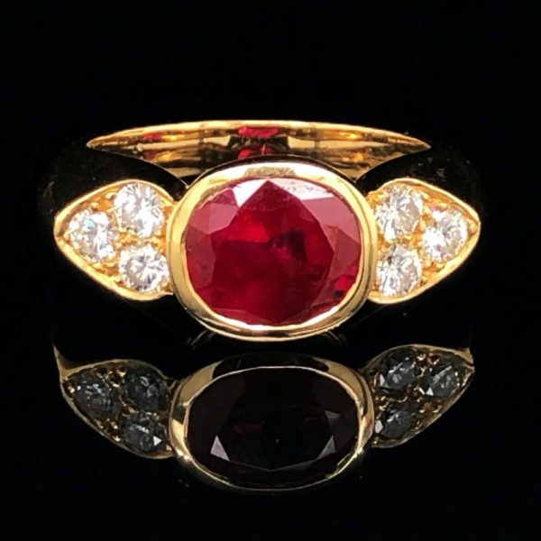 Vintage 2.65ct No Heat Burma Ruby and Diamond Ring