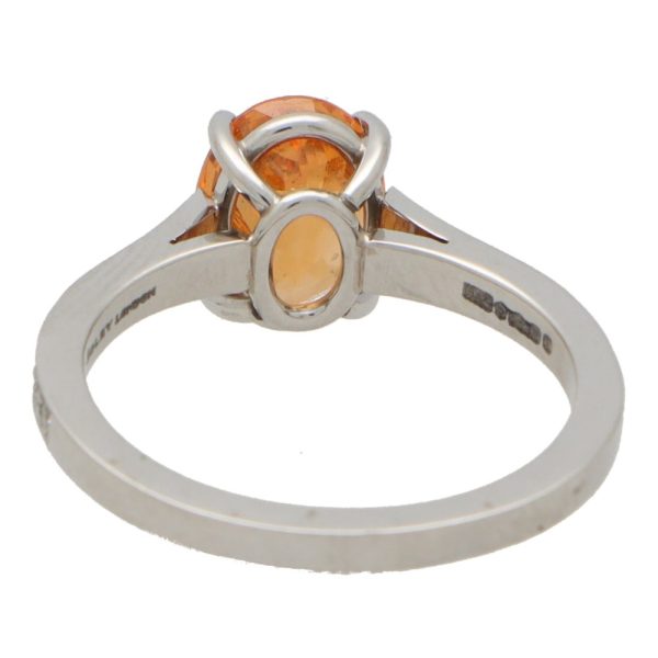 2.67ct Orange Spessartine Garnet and Diamond Solitaire Engagement Ring in Platinum