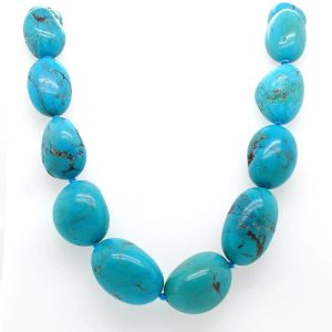 Vintage Natural Persian Turquoise Bead Necklace