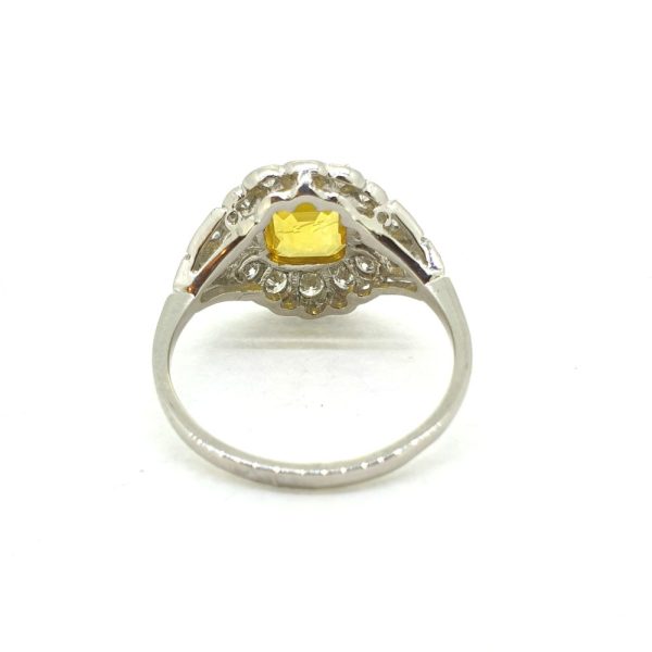 1.60ct Yellow Sapphire and Diamond Cluster Dress Ring in Platinum