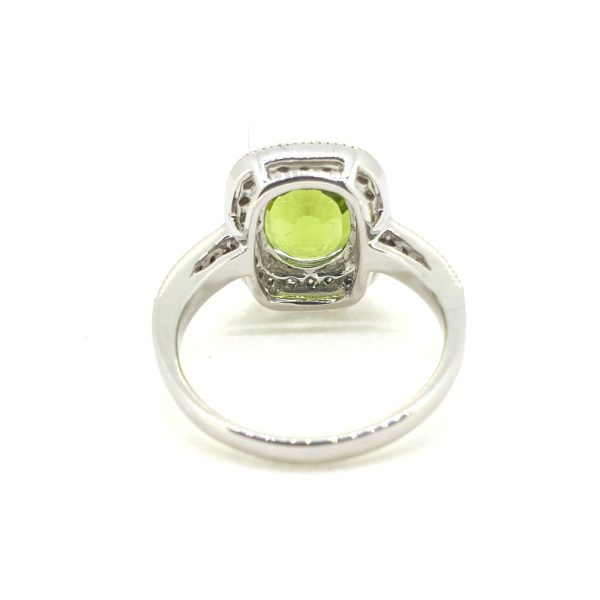 3.88ct Oval Peridot and Diamond Cluster Dress Ring