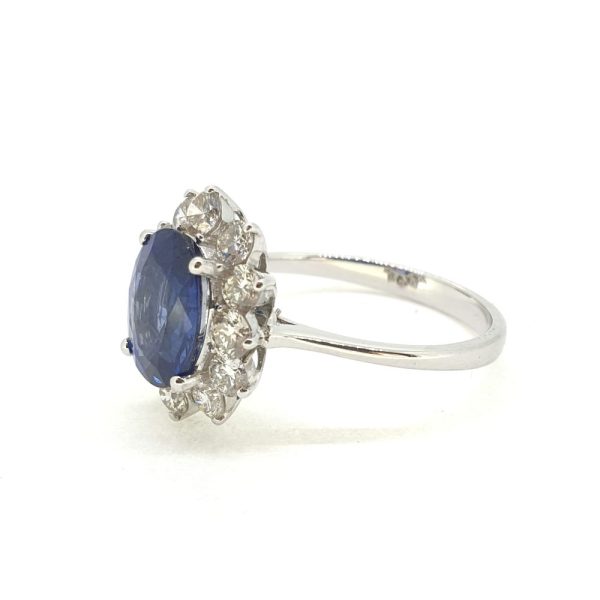 2.54ct Oval Sapphire and Diamond Cluster Engagement Ring