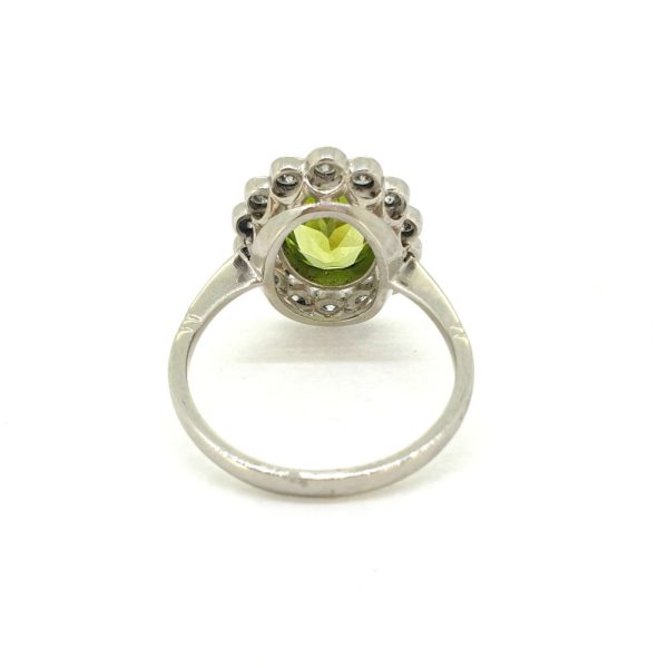 1.60ct Peridot and Diamond Cluster Ring