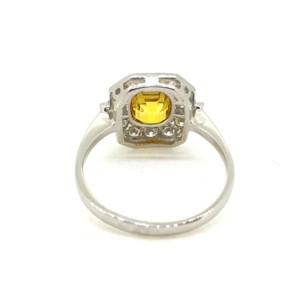 1.50ct Yellow Sapphire and Diamond Cluster Ring in Platinum