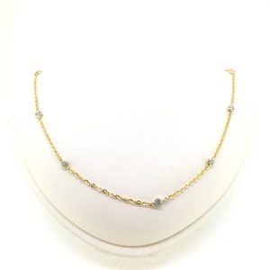 1.29ct Diamond Set Yellow Gold Chain Necklace