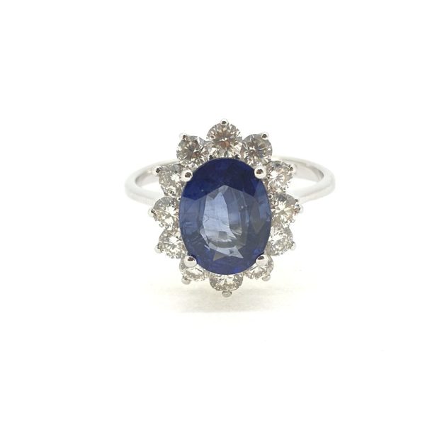 2.54ct Oval Sapphire and Diamond Cluster Engagement Ring