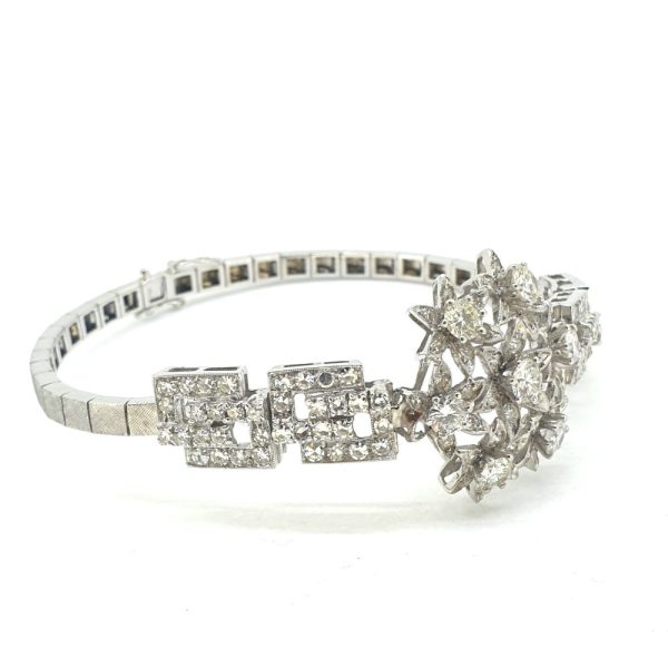 Diamond Flower Cluster Bracelet, 3.50 carat total
