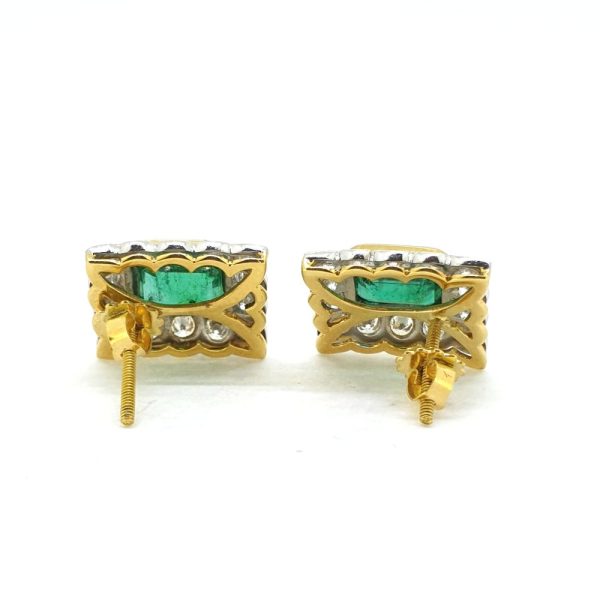 2.50ct Emerald and Diamond Cluster Earrings