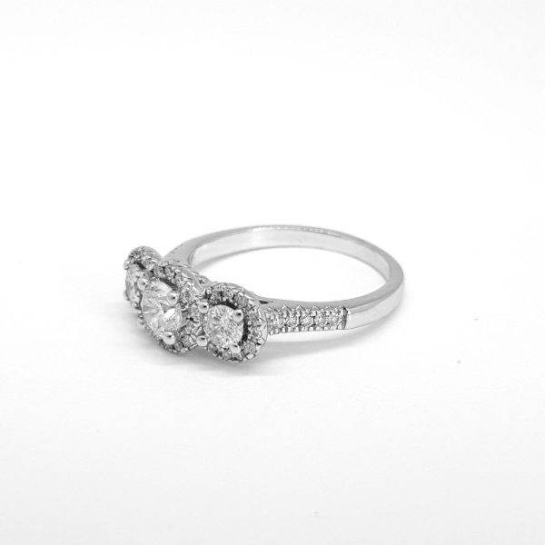 Diamond Three Stone Cluster Ring, 1.00 carat total