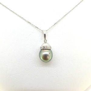 Grey Pearl and Diamond Pendant