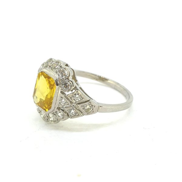 1.60ct Yellow Sapphire and Diamond Cluster Dress Ring in Platinum