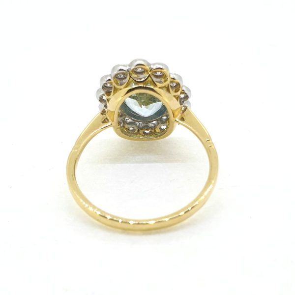 1.40ct Oval Aquamarine and Diamond Cluster Ring