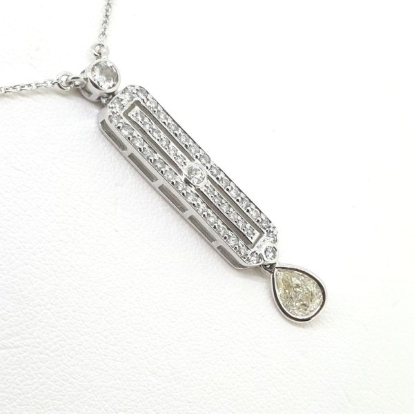 Contemporary Diamond Pendant with Chain, 1.75 carat total