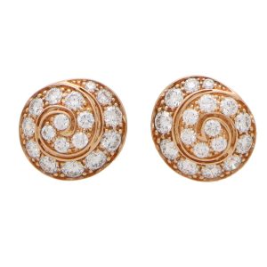Diamond Swirl Cluster Earrings in Rose Gold
