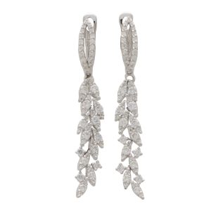 Contemporary Articulated Leaf 1.24ct Diamond Drop Earrings