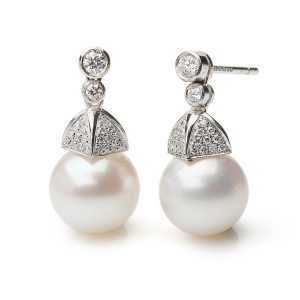 Akoya Pearl and Diamond Drop Earrings