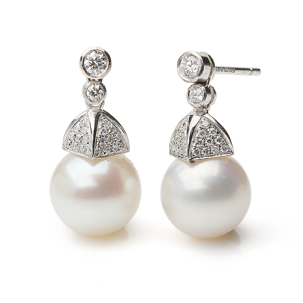 Akoya Pearl and Diamond Drop Earrings - Jewellery Discovery