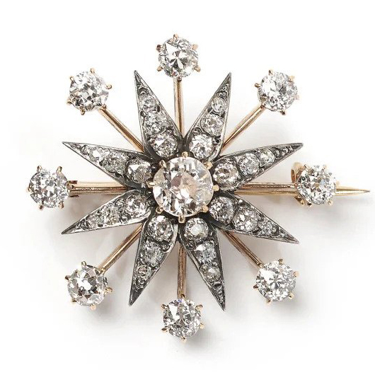 Antique 4ct Old Cut Diamond Star Brooch - Jewellery Discovery