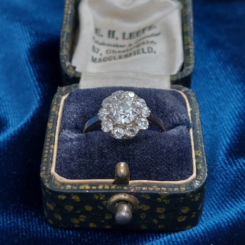 Antique Art Deco Diamond Cluster Engagement Ring, 1.70ct