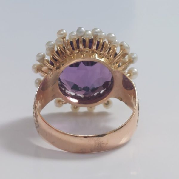 Antique Victorian Amethyst and Pearl Ring, 10cts