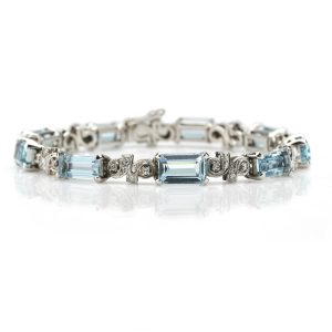 Vintage Aquamarine and Diamond Link Bracelet