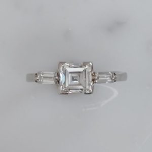 Art Deco Antique 1.25ct Asscher Cut Diamond Ring