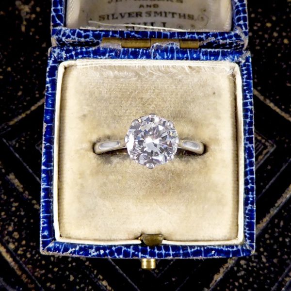 Art Deco Antique 1.77ct Diamond Solitaire Engagement Ring