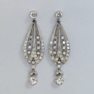 Art Deco Antique Drop Earrings, 2.60cts