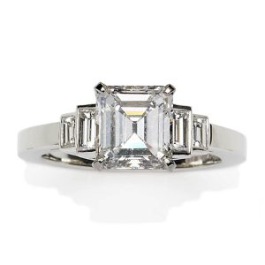 Art Deco Style Engagement Diamond Ring, 2.54ct