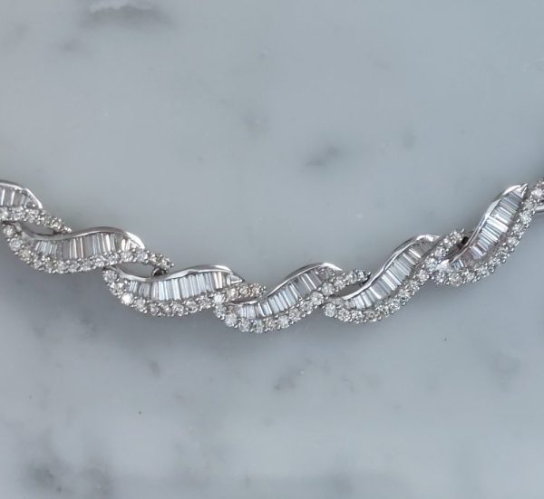 Diamond Wave Collar Necklace, 4 carats
