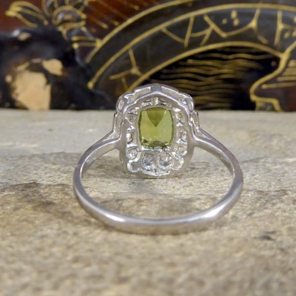 Edwardian Style 1.50ct Peridot and Diamond Cluster Ring