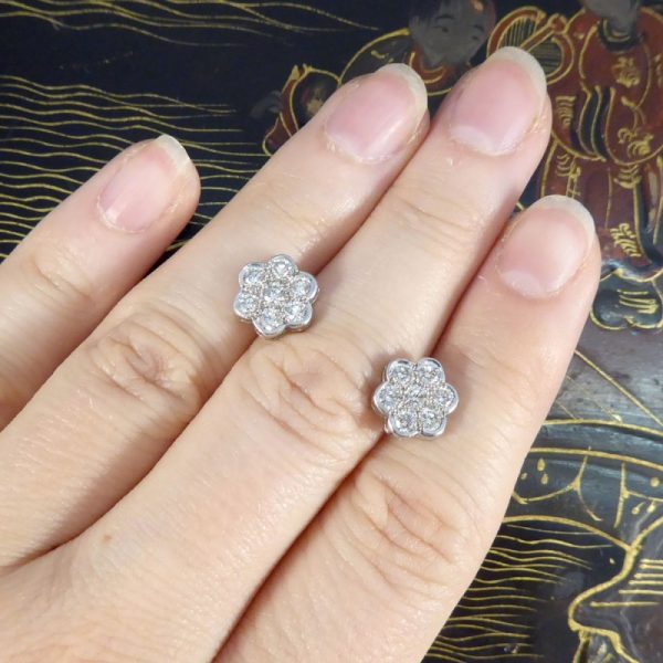 Edwardian Style Daisy Cluster Diamond Earrings