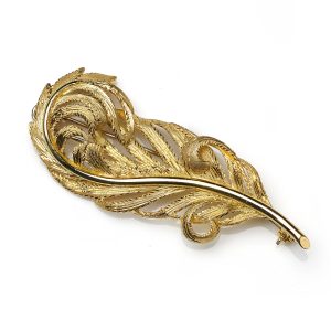 Feather 18ct Gold Brooch