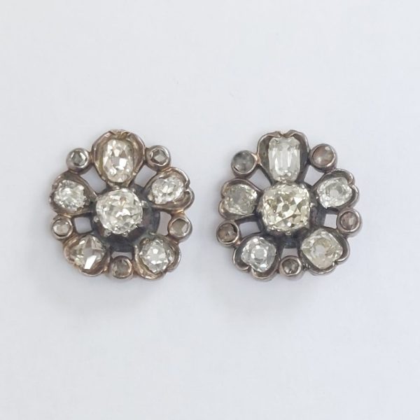 Georgian Antique Diamond Pansy Earrings